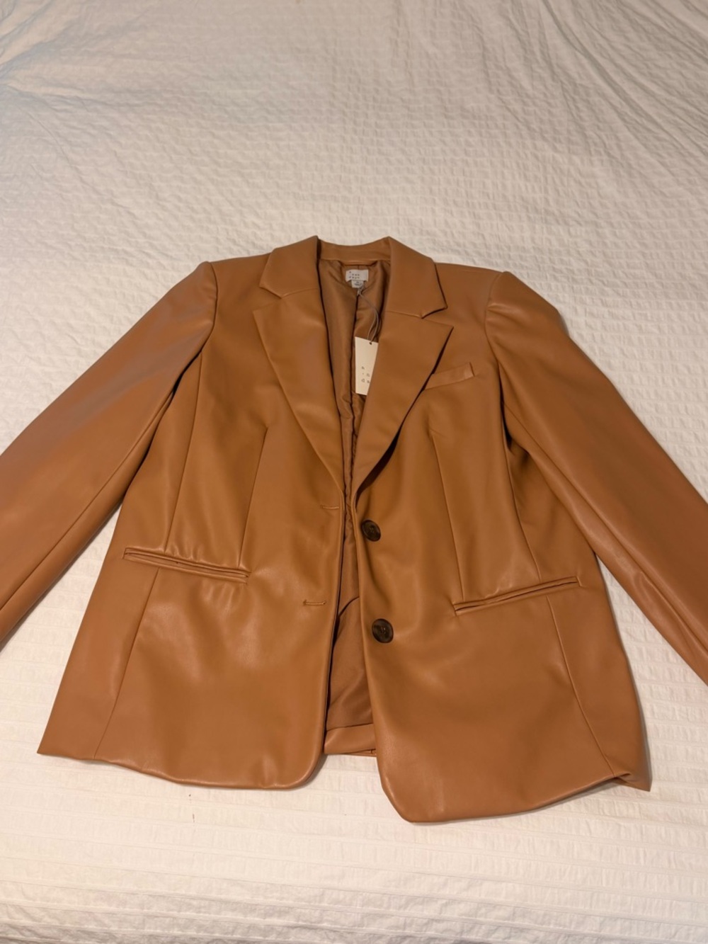 🆕 Faux Leather Blazer in Cognac